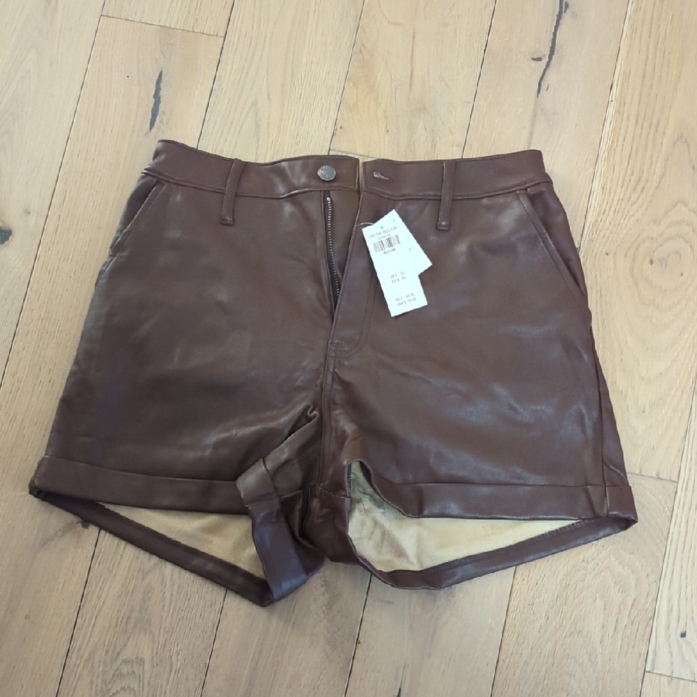 Brown Leather Women's Shorts